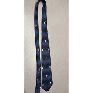 Hallmark Holiday Traditions Dark Blue Christmas Silk Tie